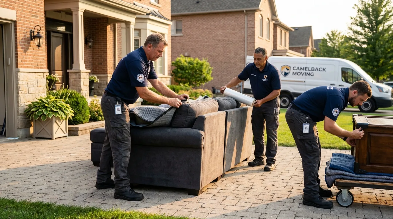 Large estate moving crew wrapping furniture in Elk River, MN